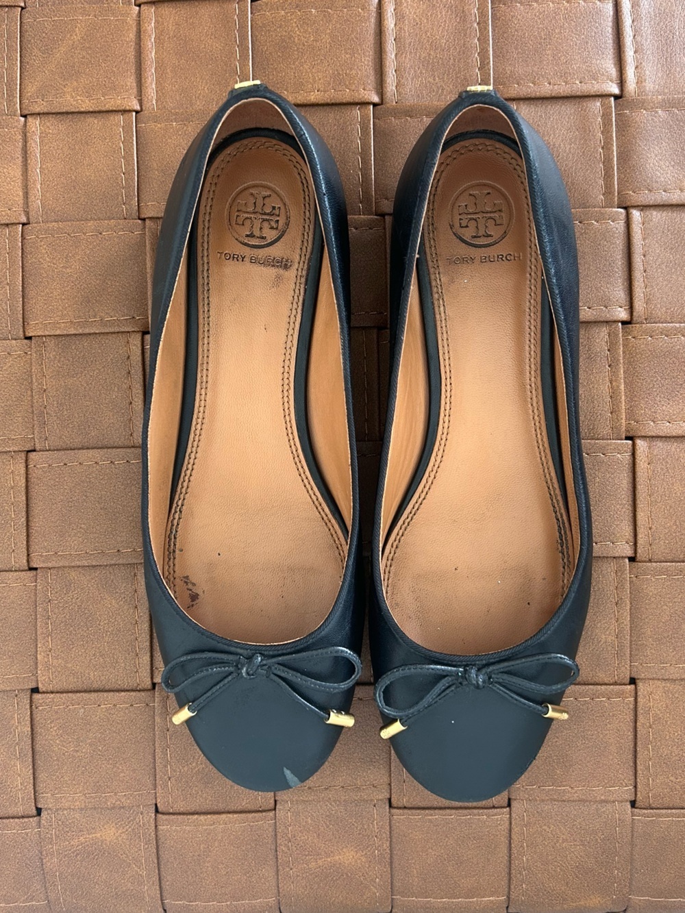 TORY BURCH Brooke Bow 25MM  Black Ballet Nappa Leather Heels Women’s Size 8.5 - Picture 4 of 11